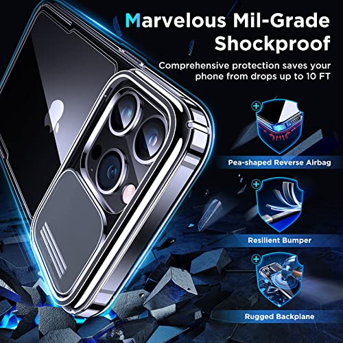 Simtect Designed For Iphone 14 Pro Max Case With Sliding Camera Cover [Ultra Clear ＆ Anti Yellowish] Military-Grade Shockproof Case With Bumper Protective Case For Iphone 14 Pro Max 6.7 Inch - Clear #TOP5