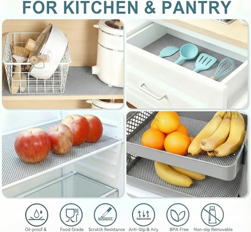 New Multipurpose Non-Slip Mat, Grid Pattern PVC Non-adhesive Grip Liner Shelf Liner Anti-slip Mat Drawer Liner Bathroom Kitchen Waterproof Floor Mat for Home&Office,Cars,Caravans-200x50x0.3cm (Grey) - Image 6