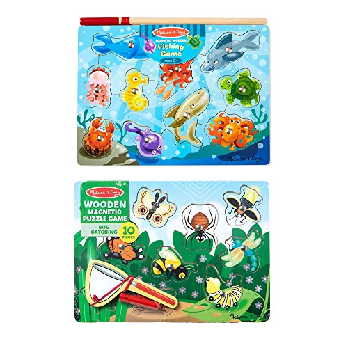 Melissa & Doug Magnetic Wooden Puzzle Game Set: Fishing and Bug Catching - Magnetic Games, Chunky Animal Puzzles For Toddlers And Kids Ages 3+ #1