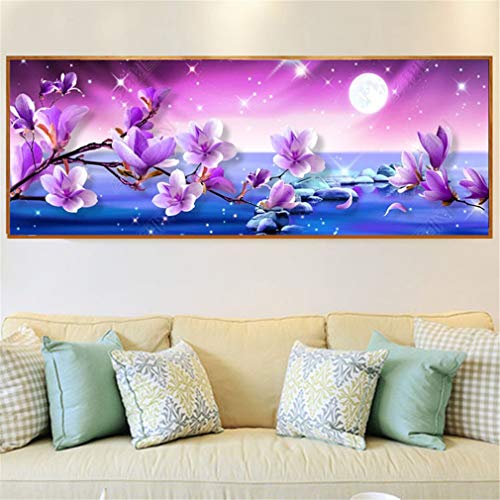 GLITZFAS DIY Diamant Painting Kit 5D Full Bohrer Blumen Strass Bilder Handgemachtes Klebebild Stickerei Malerei Digitale Sets Wanddekoration (C,120x45cm) Cover