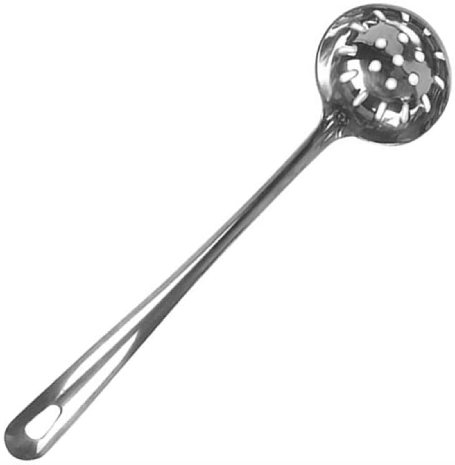 Buen ayudante en la cocina, tamices de colador, hermoso y práctico, colador de cuchara ranurada de acero inoxidable, colador largo con mango resistente al calor for olla caliente de aceite d