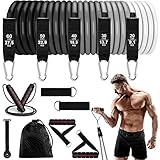 Amazon Brand - Eono Resistance Bands 200 Lbs Widerstandsbänder Set, Übungsbänder mit Springseil, Griffen, Türanker und Knöchelriemen für Physiotherapie, Körperformung, Yoga mit Tragetasche