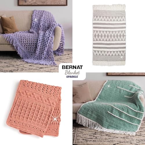 Image of Bernat Baby Blanket Sparkle Rose Glow Yarn - 1 Pack of 10.5oz /300g - Polyester - #6 Super Bulky - 220 Yards - Knitting & Crochet