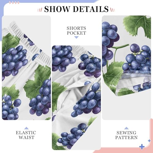 Grape Leaves Pattern Pajama Pants Lounge Sleep Pants Elastic Waist Long Pajama Bottoms with Pockets for 6-14 Years4