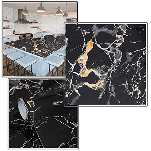 Image of KASHIVAL Kitchen Wallpaper Oil Proof,Waterproof self-Adhesive Wall Stickers for Kitchen Anti-Mold and Heat Resistant Backsplash Wallpaper (Size : 60 * 200 cm) (Black Gold A31)