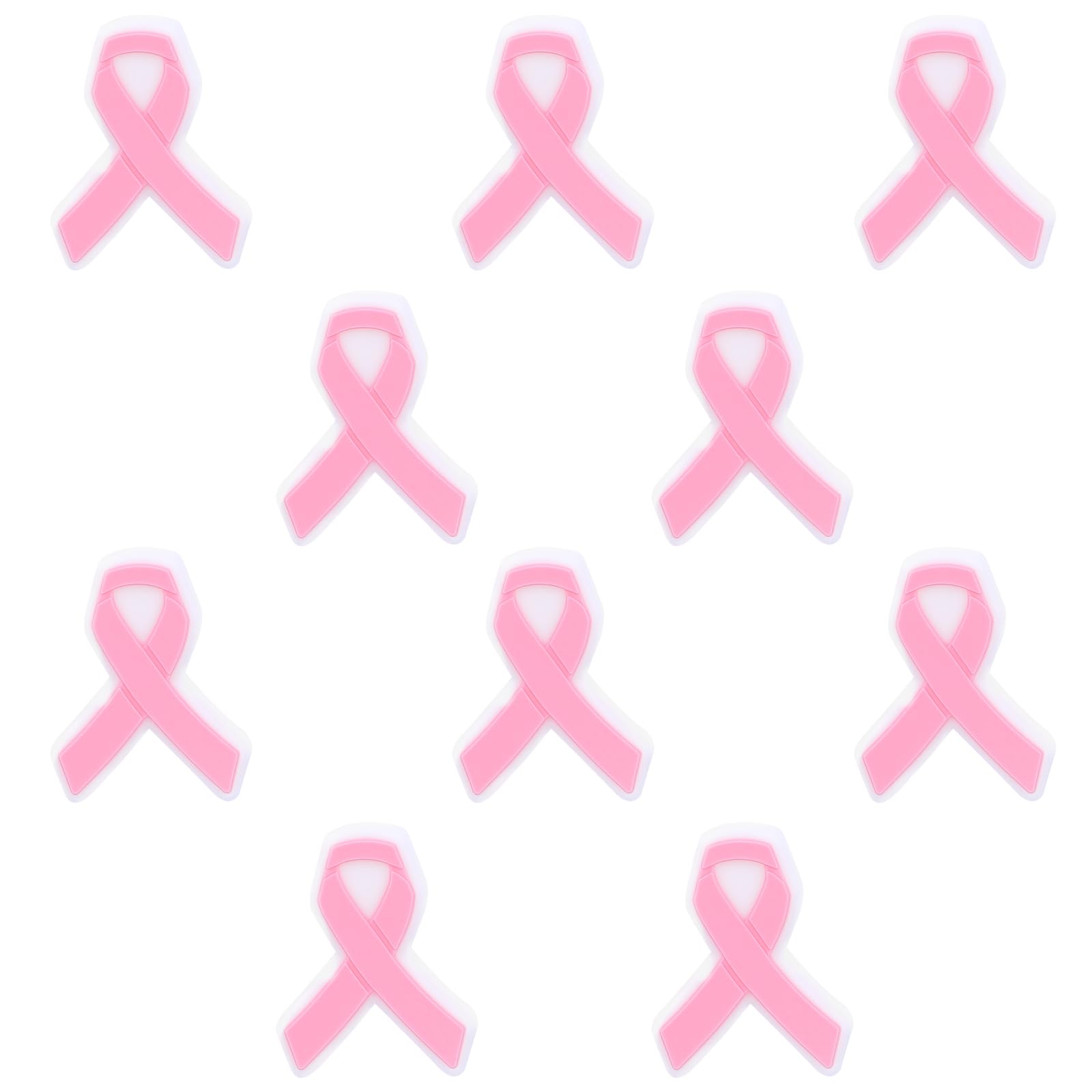 HUAAPLEVLA 10 Pcs Breast Cancer Awareness Ribbon Silicone Beads for Keychain Making Unique Focals Focal Beads for Pens Bracelet Necklace Jewelry DIY Handicrafts MakingοΌPink RibbonοΌ