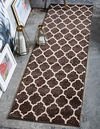 Unique Loom Trellis Collection Area Rug - Philadelphia (2' 7" x 10' Runner Chocolate Brown/Beige)