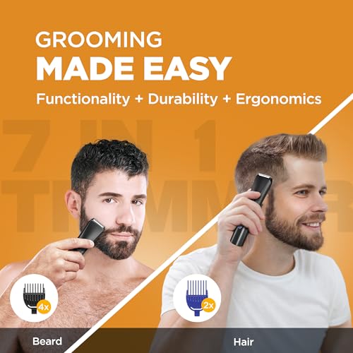 Image of Havells Beard & Hair 7 in 1 Trimmer |2-in-1 Special Blade| Comes with 4 Beard & 2 Hair Combs| Real Time Digital Display| Type C Turbo Charge| No Nicks & Cuts|2 Year Guarantee|BT6661