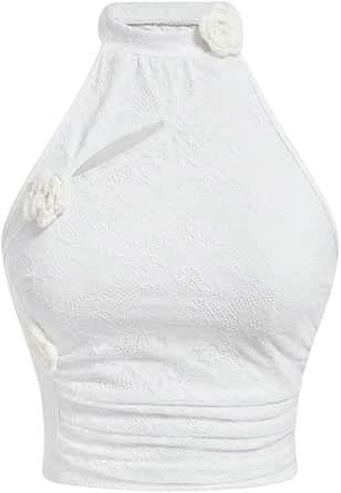BEAUDRM Men's Grunge PU Leather Tank Top Crew Neck Sleeveless Eyelet