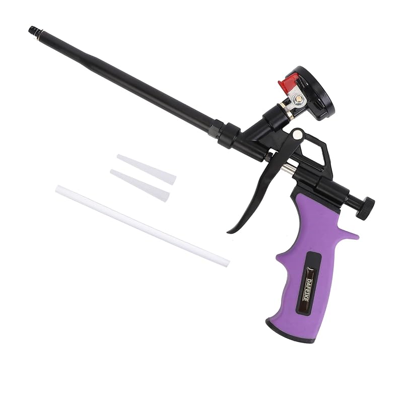 Pistola aplicadora de espuma expansiva PU com válvula de controle e revestimento PTFE DAFEIKE DFK-010 roxa
