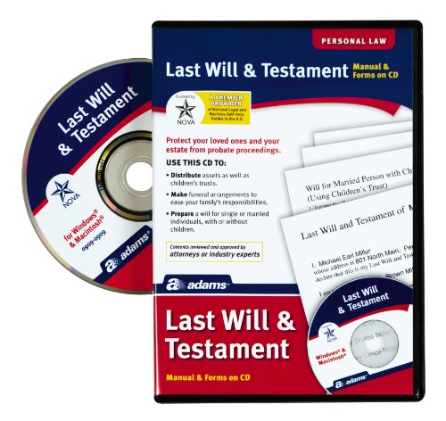 Adams Prepare A Last Will and Testament Software, CD Version includes e-Book (ALC602)