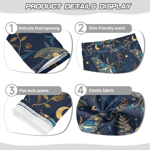 ALAZA Girls' Leggings Children's Yoga Pants Skinny Printed Dance Blue Moth Comfortable 4T2