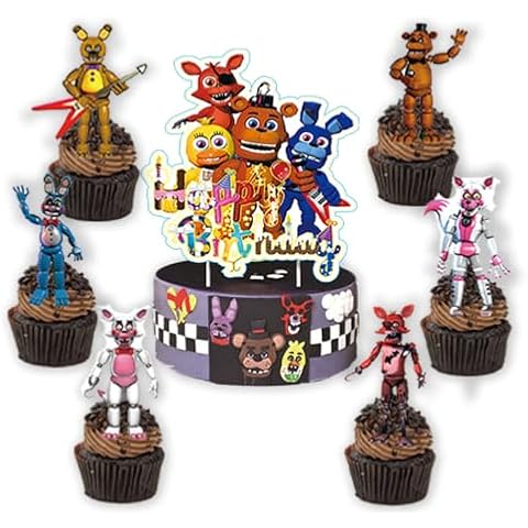 ZGYDNM 25pcs five nights Cake Toppers Cupcake Toppers Cake Decorations,five nights Birthday Party Supplies Decorations (7) Cover