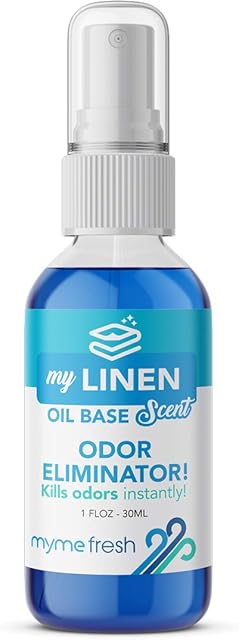 MyMe Fresh Linen Long Lasting Oil Based Spray Air Freshener Odour Remover Eliminator, Linen Scent, Tough on Bad Smells Pets Toilets Office Room Scent