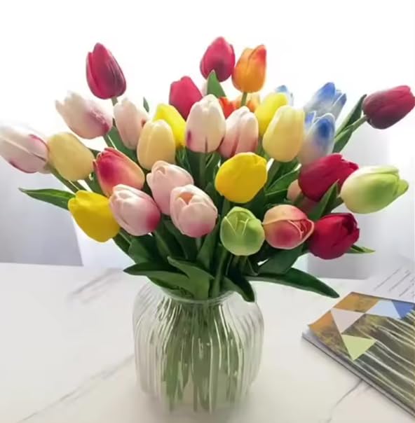 Vibrant Multicolor Artificial Tulips Bouquet - Pack of 5 Flowers (5 cm, Multicolor) (B0D9BWZGQ3) Amazon Price History, Amazon Price Tracker