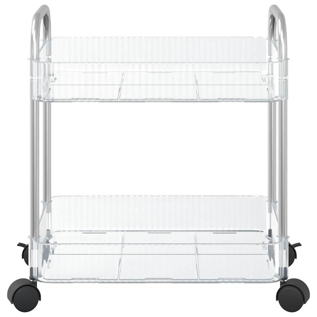 Carro de almacenamiento acrílico con ruedas y frenos, 2 plantas, transparente, incluye cuencos colgantes para cocina y baño