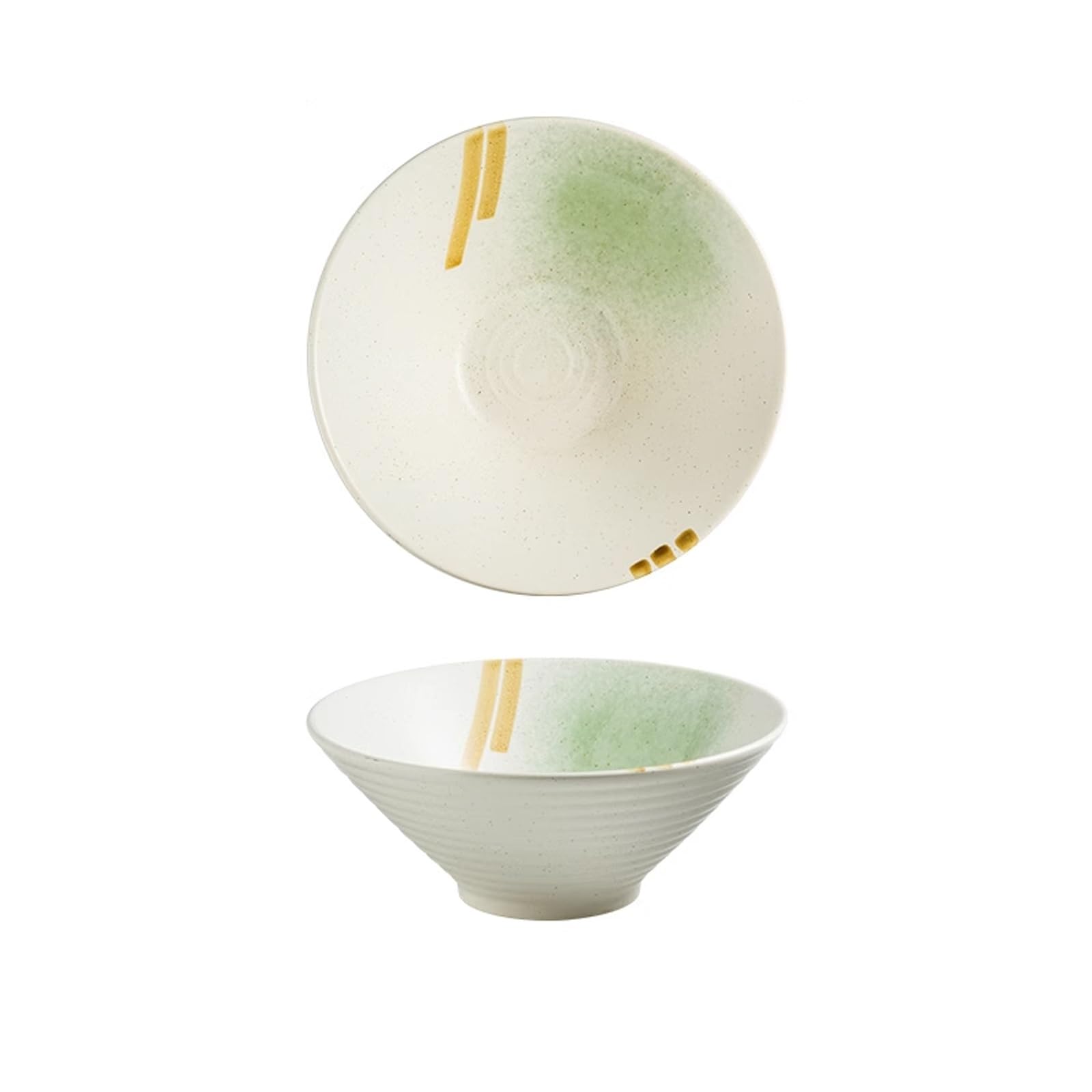 WOTZOV Salad Bowls Chinese Lamian Noodles Bowl,Noodles In Soup Bowl,Household Ceramic Bowl,Dining Bowl,Bamboo Hat Bowl,Tableware Kitchen Soup Bowls，4 7inch
