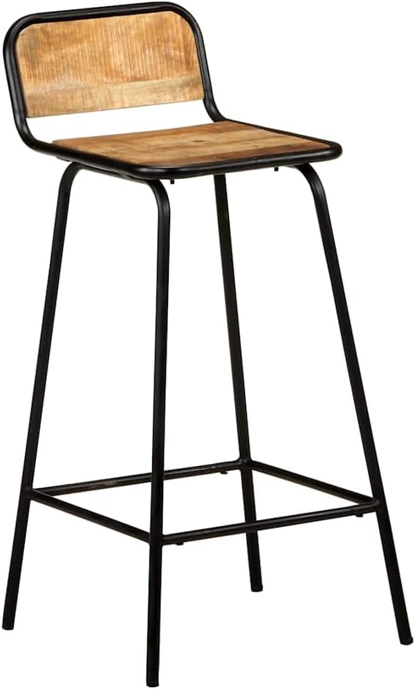 vidaXL Bar Stool Set of 2 Natural Wood, Black