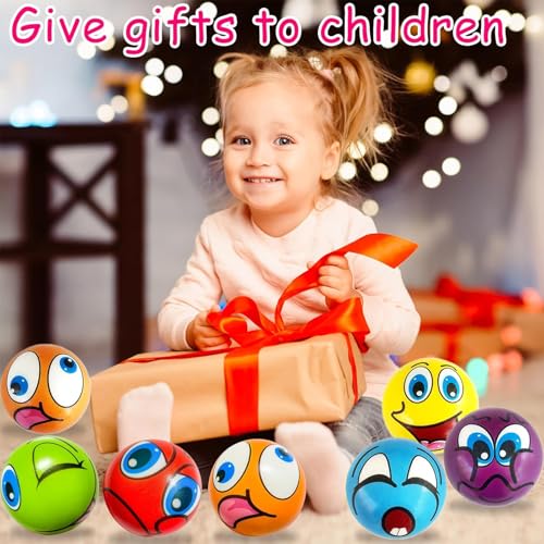 24 Stück Anti-Stressball 5cm Lustige Gesichter Mini Smile Ball Mini Ball aus Schaumstoff Verschiedene Emoticons für Kinder und Erwachsene