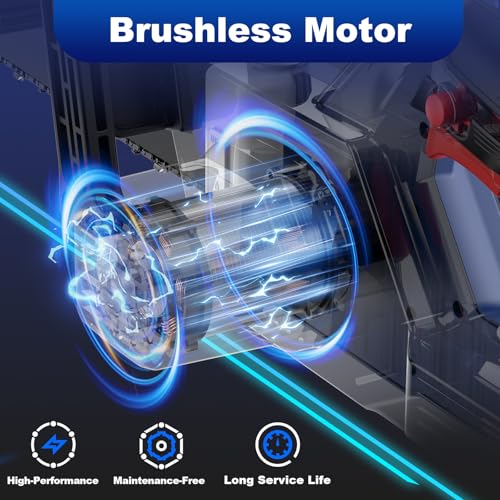 Image of NANWEI 12 Inch Chainsaw Cordless, 20V Brushless Motor, 2x4.0Ah Batteries and Charger, Auto Oiling, Tool-Less Adjustment, Lightweight Electric Chainsaw for Tree Pruning, Branch Cutting, Extra Chain