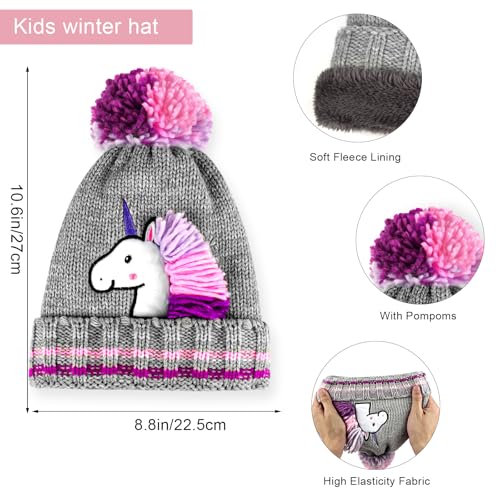 Hicdaw 2Pcs Kids Winter Hat and Scarf Set Winter Hats for Kids Toddler Beanie Hat Fleece Lined Scarf for Boys Girls 2-8 Years3