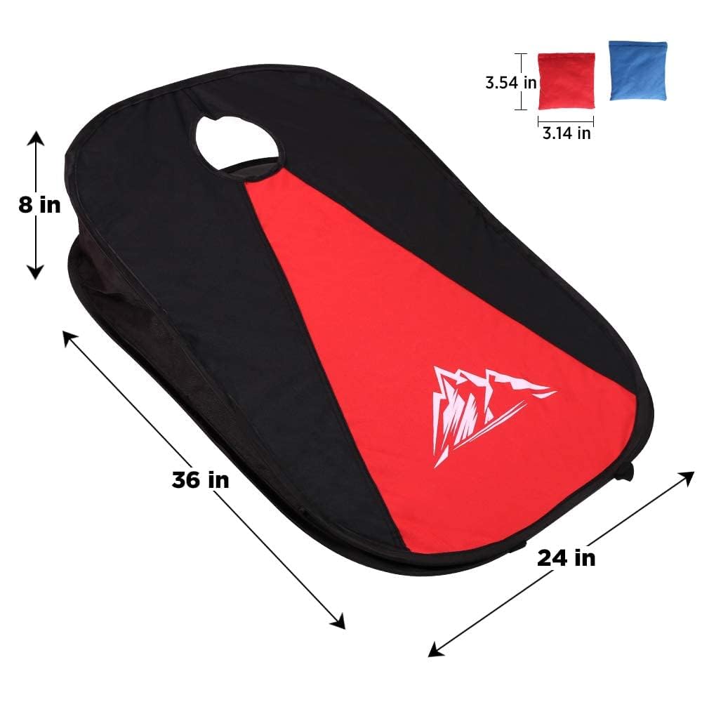 Juego de Cornhole plegable 2 en 1, juego de Cornhole portátil al aire libre con marco de PVC, 10 bolsas de frijoles y bolsa de transporte para niños, patio, césped, playa y camping
