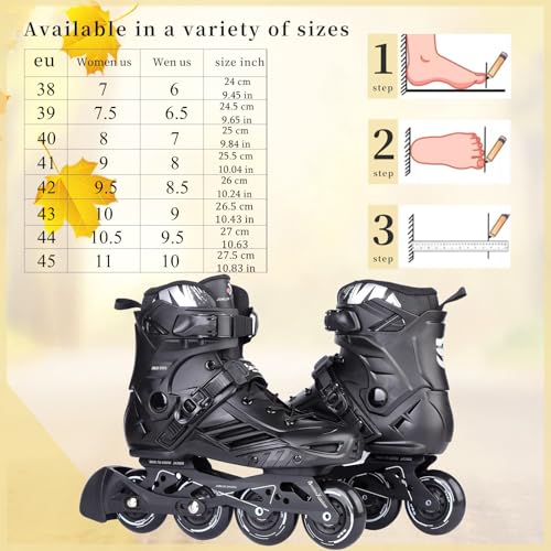 Image of Inline Skates, High Performance Outdoor Fitness Inline Skates for Women Men Adult (Men 10.5 /Women 11.5, White)
