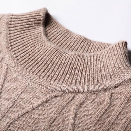 Men's 100% Wool Mock Turtleneck Sweater Long-Sleeved Twisted Knit Business Casual Half Neck Pullover Sweaters4