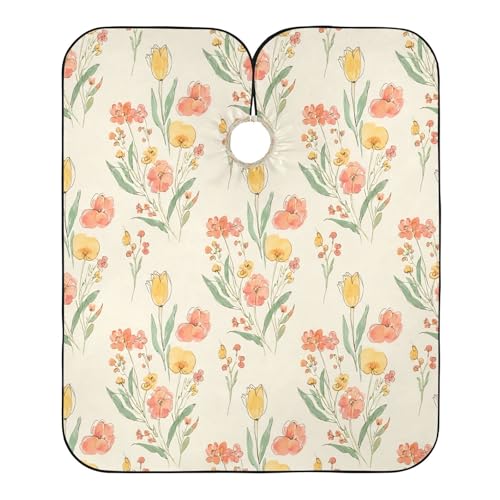 Capa impermeable para corte de cabello MAOBLYR con cierre de presión ajustable, diseño floral miniatura 2