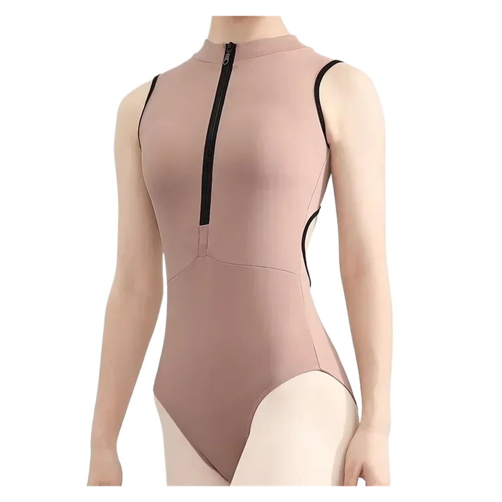 Maillot Ballet Mujer Maillot de Ballet for Mujer, Cuello Redondo, Cremallera, for práctica Diaria, Gimnasia en Equipo, Baile(Red Coffee Color,M)