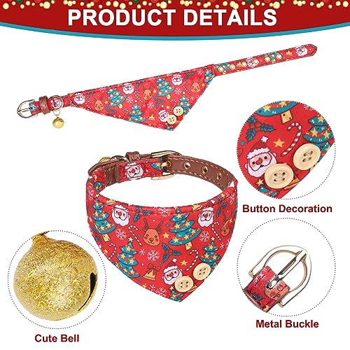 Image of EXPAWLORER Christmas Dog Collar and Leash Set - Adjustable Collars with Bow Tie, Bandana, and Bell for Small, Medium, Large Dogs and Cats - Tangle Free Leash - Perfect for Pets