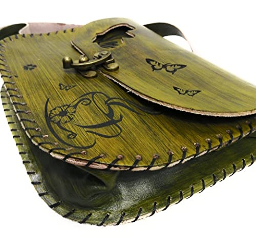 Vintage Premium Tree and leaf Pattern Crazy Horse Leather Cross-body Handmade Shoulder Bag Medium size2