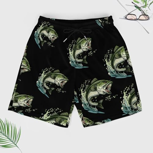 Bass Fishing Mens Swim Trunks with Compression Liner Quick Dry Board Beach Shorts3