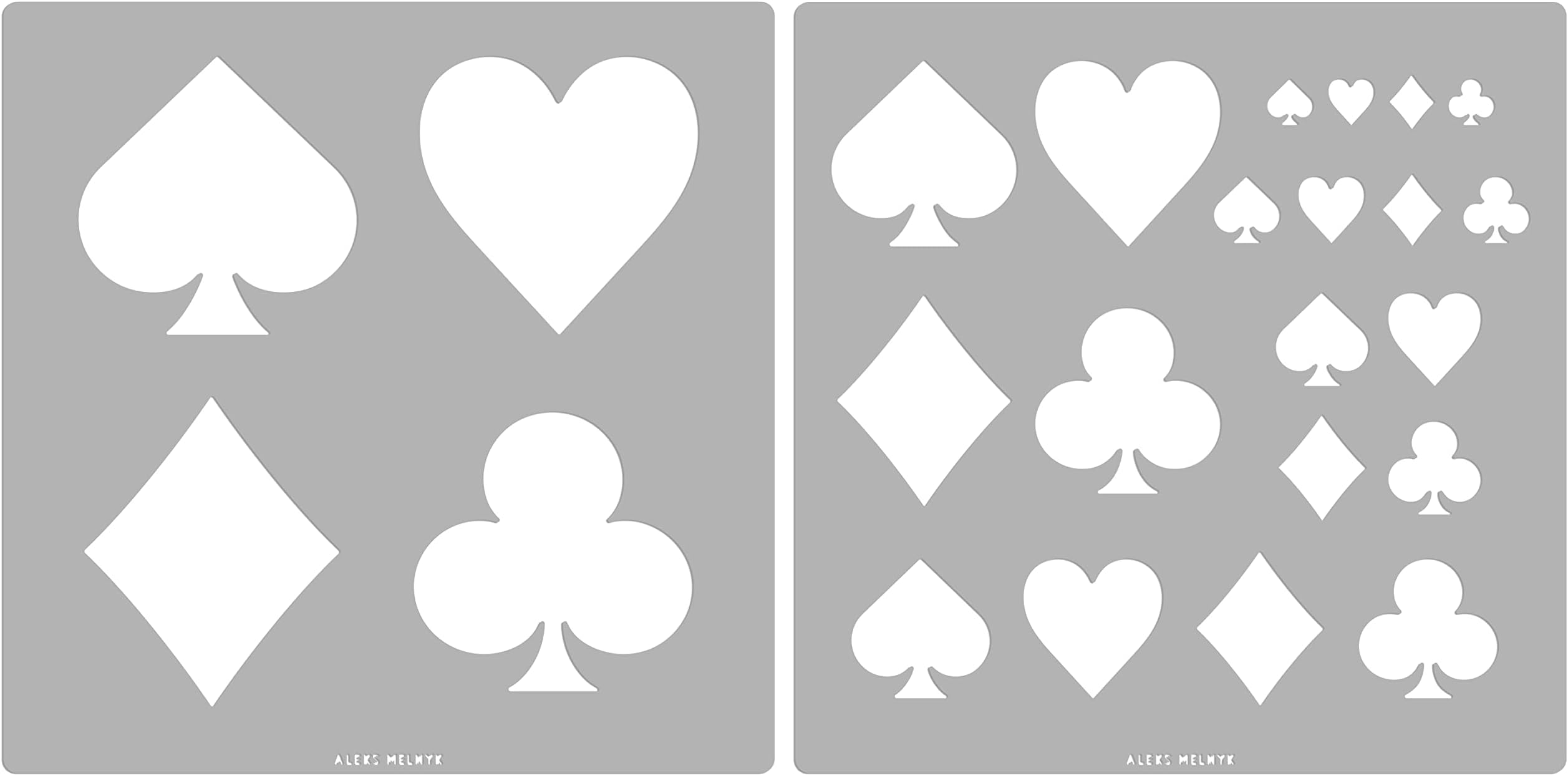 Aleks Melnyk No.98 Playing Cards Stencils, Card Suits, Metal Stencils for Painting, Deck of Cards, Symbol Ace of Spades, Wood Burning, Wood Carving, Crafts, Engraving Template, 2 PCS, Large Small Size