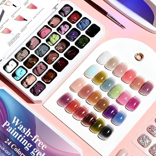 Gel para Uñas en Crema Paleta 24 Colores de Alta Pigmentación Manicure Francesa 5