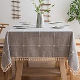 Pahajim Linen Rectangle Tablecloth Table Cloth Heavy Weight Cotton Linen Dust-Proof Table Cover for...