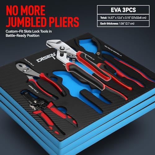 Image of DISEN Pliers Set, 21 Pieces Full Assortment of Plier with EVA, Versatile Pliers Tool Set for Plyers Ideal as Home Use, Holiday, Fathers' Day Gift