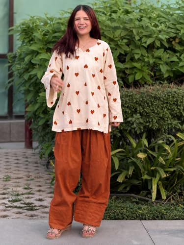 Image of ANNI Designer Farshi Salwar Suit for Women Viscose Embroidered | Co Ord Set for Woman | Straight Kurta Palazzo Outfit Round Neck V Slit Long Sleeve Ethnic Dress Womens Clothing