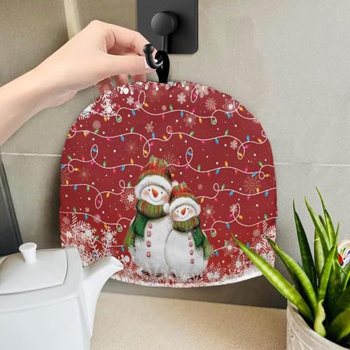 Image of Christmas Tea Cozy Snowman Print Creative Insulated Tea Cosy Extra Thick Home Kitchen Decoration Creative Gifts Dust Teapot Cover Kitchen Accessories for Festival