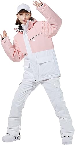 Miniatura 8 de SNOWVERB Chaqueta de esquí impermeable cálida para invierno, abrigo de snowboard con capucha, chaquetas de esquí para nieve al aire libre