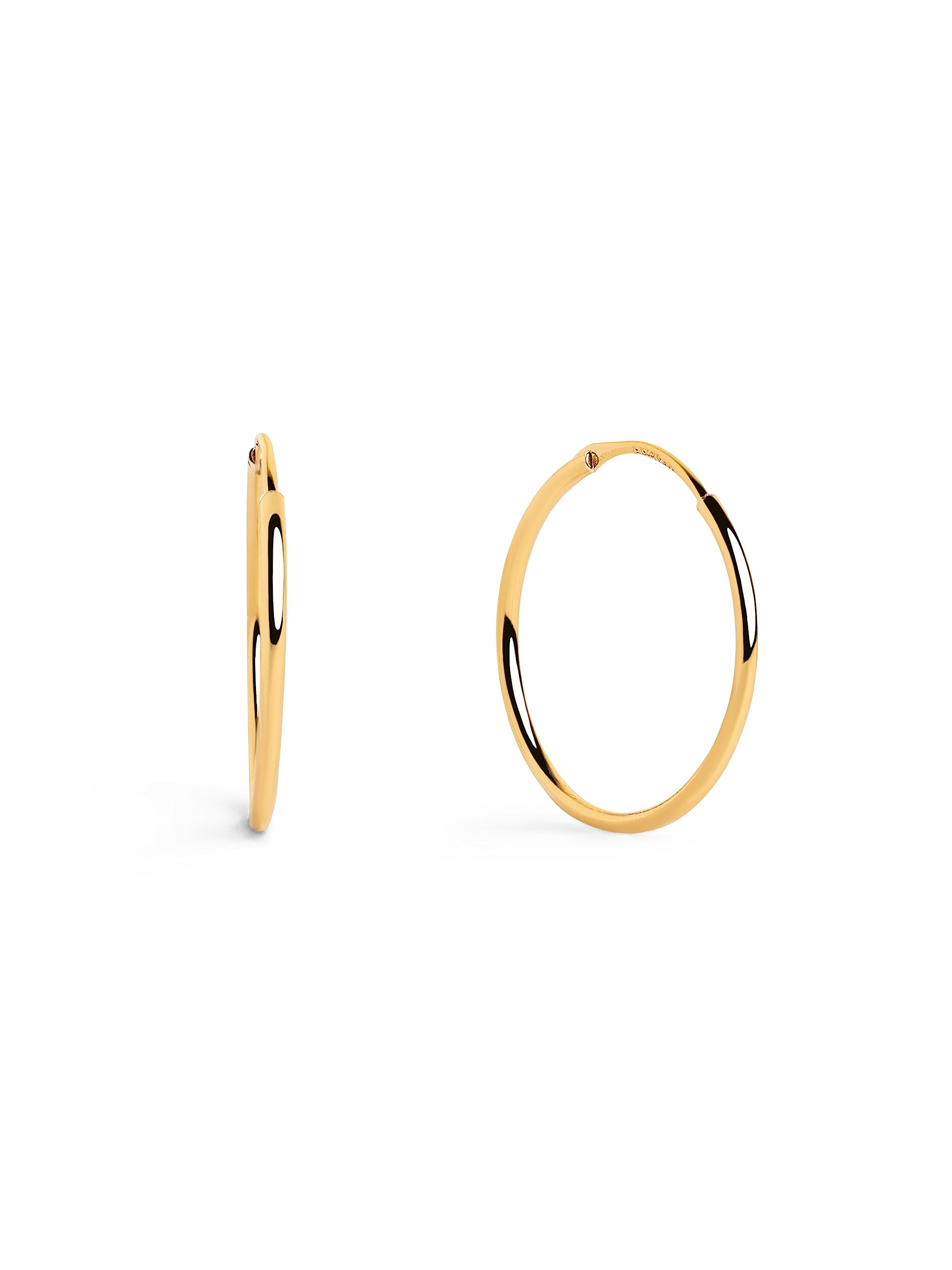 SINGULARU Orecchini Cerchio Ana M. In Argento Sterling Placcato Oro 18Kt, Chiusura Congo, Diametro 2,5 Cm, Gioielli Donna