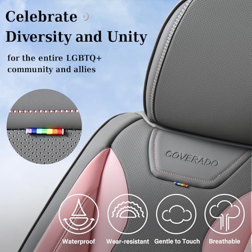 Image of Coverado Car Seat Covers, Front Covers for Cars, Car Seat Cover Front Seats, Automotive Seat Cover, Waterproof, Leather Car Seat Cushion, Universal Interior Covers Seat Protectors for Most Cars