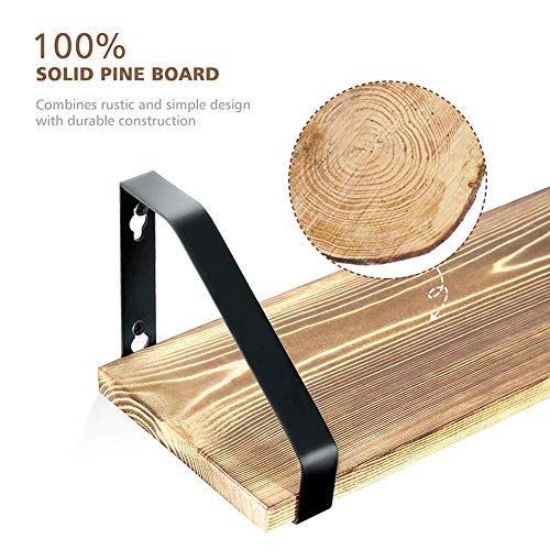 Tablettes flottantes murales Li-HIM ensemble de 3 étagères en bois massif rustique pour mur - 5