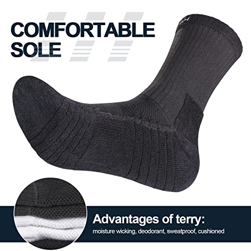 Mens Socks Moisture Wicking Cotton Cushioned Crew Socks Performance Work Training Athletic Socks For Men, 6 Pairs/Pack2