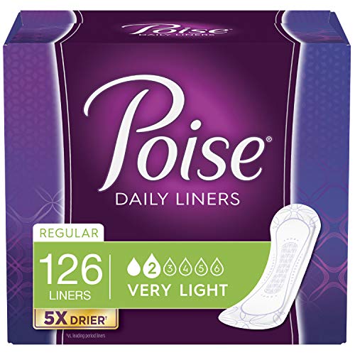 Poise Daily Incontinence Panty Liners, Very Light Absorbency, Regular, 126 Count