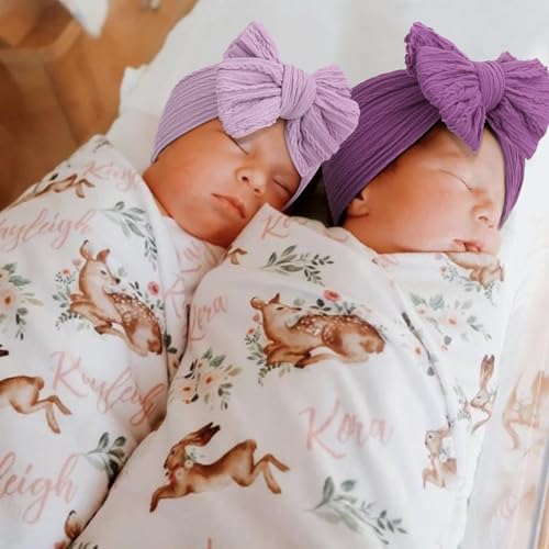 DRESHOW BQUBO Handmade Baby Headbands Soft & Stretchy Hair Bands with Bows Nylon Bows Hairbands for Girls Newborn Infant Toddlers Hair Accessories 5 pack4