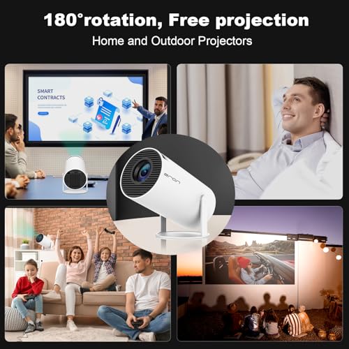Image of Mini Projector, HY300 PRO Portable Projector, Support 4K 1080P with Dual-Band WIFI6 5G Wireless 5.0 Bluetooth Android 11, 180 Rotatable, Auto Keystone Correction, 35 inch-130 inch Screen Video Projector