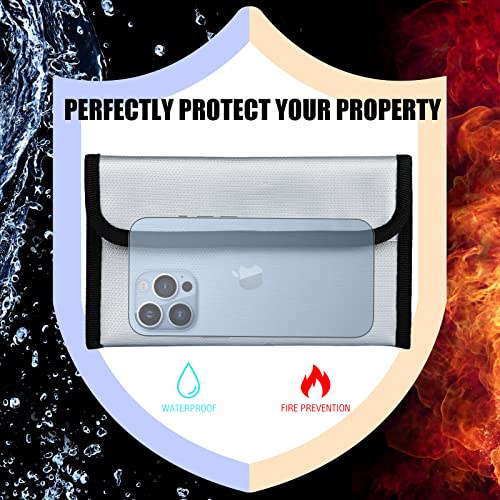 Feuerfeste Dokumententasche Feuerfeste Tasche 2 Stück (20 x12cm) Brieftasche Klein Geldtasche Feuerfest Wasserdicht Geldaufbewahrung für A4 Dokumente Passport Bankdatei Geld Wertsachen-5