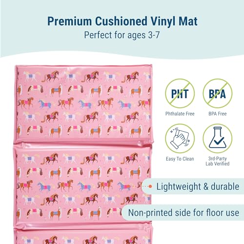 Image of Wildkin Kids Vinyl Nap Mat for Boys - Foldable Toddler Sleep Mat for Daycare, Preschool, Kindergarten & Travel, Durable & Easy to Clean, Ages 3-7, Machine Washable