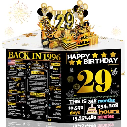 Joycard 29th Birthday Card with 3D Pop Up